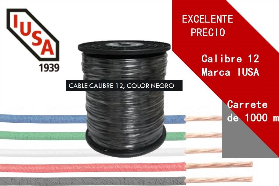 Cable IUSA calibre 12 color negro cobre